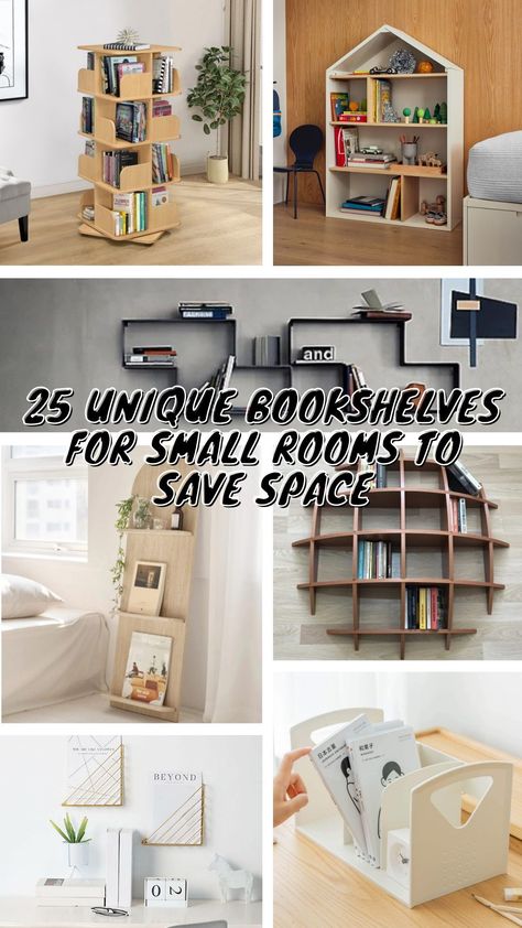 Finding the most perfect bookshelves for your small rooms be a challenge. Therefore, we have created a list of 25 most recommended unique bookshelves for you, which are not only practical, but can also become a unique home decor to add to the room. #bookshelves #bookshelvesinbedroom #bookshelvesaesthetic #bookshelvesinlivingroom #bookshelvesdiy #bookshelvesnexttofireplace #bookshelvesaroundfireplace #bookshelvesinlivingroomwithtv #bookshelvesforsmallspaces #bookshelveskids Bookcase Small Space, Small Bookshelves Ideas, Space Saving Bookshelves, Books In Small Spaces, Bookshelves In Living Room With Tv, Small Space Book Storage, Book Shelves In Bedroom, Books In Bedroom, Small Bookshelf Ideas