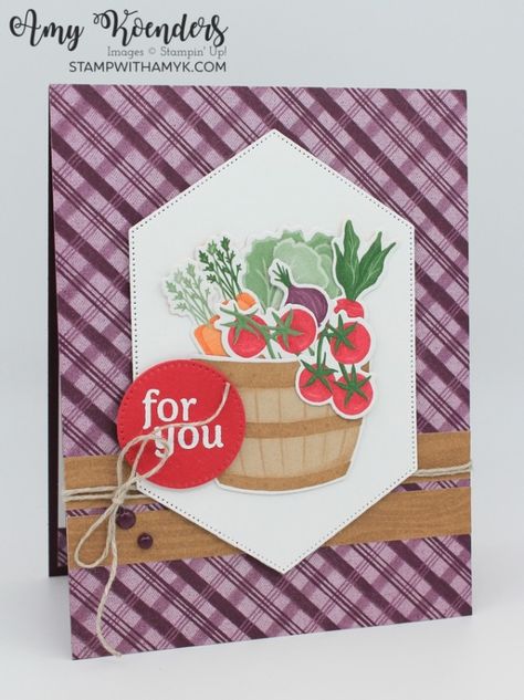 Stampin’ Up! Market Goodness For You Card for the Happy Inkin’ Thursday Blog Hop – Stamp With Amy K Stampin Up To Market, Food Cards, Stamping Projects, Gatefold Cards, Flowers Card, Thanks A Bunch, Stamp Projects, Some Cards, Pretty Cards