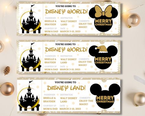 Free Disney Ticket Printable, Surprise Disney Tickets Free Printable, Disney World Tickets Printable Free, Fake Disney Ticket Printable Free, Disney Tickets Surprise, Disney Tickets Printable Free, Tickets Printable Free, Surprise Disney Trip Reveal, Christmas Disney World