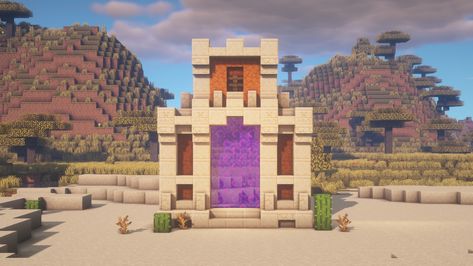 Portal Designs Minecraft, Portal Design Minecraft, Nether Portal Designs, Nether Portal Design, Minecraft Temple, Minecraft Desert, Minecraft Portal, Nether Portal, Minecraft Kingdom