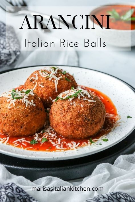 Arancini Recipe Italian, Italian Rice Balls Recipe, Italian Rice Balls, Arancini Balls, Arancini Recipe, Italian Rice, Italian Dinner, Italian Recipes Authentic, Rice Balls