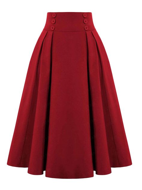 1940s Solid High-Waist Pleated Skirt | Retro Stage High Waisted Pleated Skirt, Skirt With Pockets, Casual Skirt, Skirts With Pockets, Types Of Skirts, Flowing Maxi Dress, Glamorous Evening Gowns, Gothic Fashion, Womens Fashion Casual