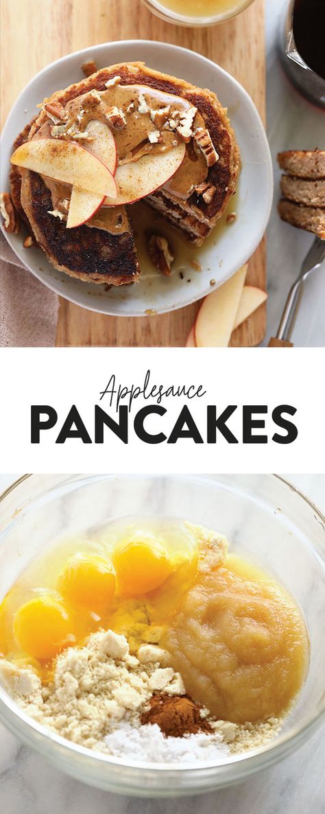 Nutritious Pancakes, Applesauce Pancakes, Grain Free Pancakes, Grain Free Breakfast, Fit Foodie Finds, Paleo Baking, Gaps Diet, Fit Foodie, High Protein Breakfast