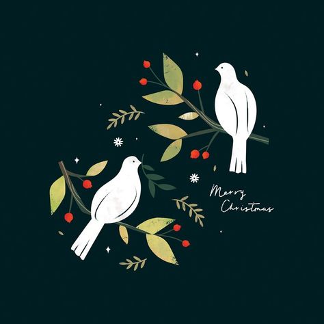 Dove Illustrations, Dove Christmas Card, Christmas Doves, Christmas Card Illustration, 3 For 2, Christmas Challenge, All Christmas, Twelve Days Of Christmas, Card Illustration