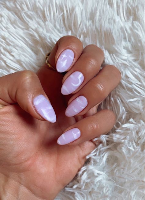 Cloudy Nails, Trending Spring Nails, Nail Designs Colors, Chasing Daisies, Spring Nails 2023, Star Nail Designs, Lilac Nails, Moon Nails, Spring Nail Designs