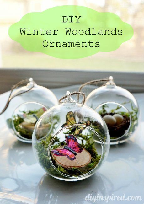 DIY Winter Woodland Ornaments Diy Woodland, Woodland Ornaments, Unicorn Ornaments, Diy Christmas Tree Ornaments, Globe Ornament, Diy Ornaments, Winter Woodland, Photo Charms, Easy Christmas Diy