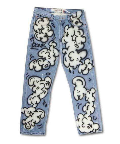 Graffiti Jeans, Jeans Ideas, Painted Clothes Diy, No Shoes, Diy Clothes Design, Custom Jeans, Denim Ideas, Painted Jeans, Design Textile