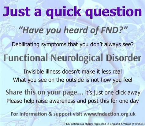 FND Awareness- why it’s so important. – fndandmecom Fnd Awareness, Seizures Non Epileptic, Conversion Disorder, Headache Prevention, Migraine Relief, How Lucky Am I, Headache Relief, Neurological Disorders, Invisible Illness