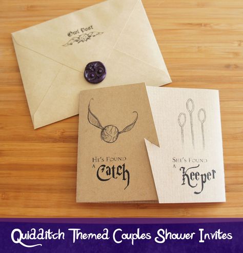 Quidditch Inspired Invites for a Harry Potter Themed Couples Shower Harry Potter Bridesmaid, Harry Potter Invitation, Harry Potter Feast, Harry Potter Shower, Harry Potter Birthday Invitations, Harry Potter Birthday Cards, Harry Potter Invitations, Harry Potter Bridal Shower, Harry Potter Couples