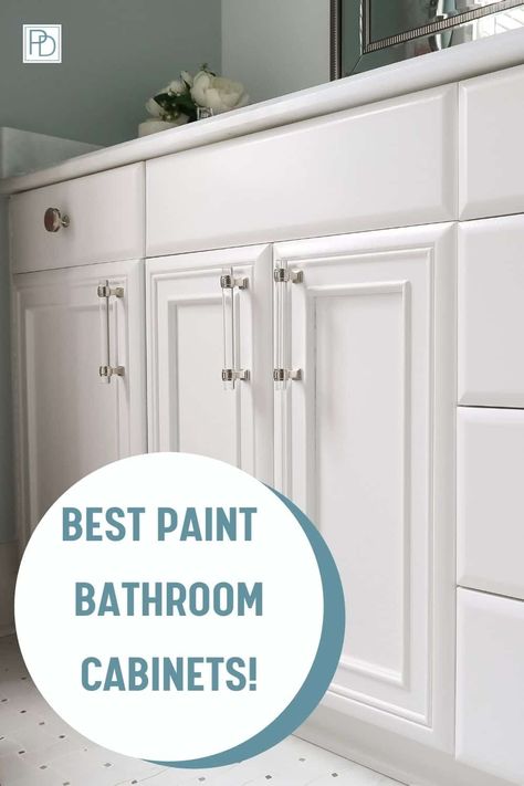 Best Paint For Bathroom, Paint For Bathroom, Paint For Kitchen, Diy Bathroom Vanity Makeover, Repainting Cabinets, Best Paint For Kitchen, Best Cabinet Paint, Bathroom Cabinet Colors, Painted Vanity Bathroom