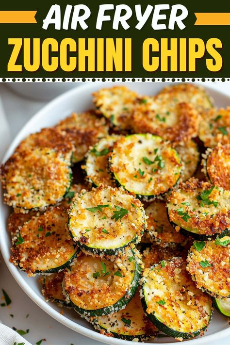 Air fryer zucchini chips are crunchy, cheesy, and, yes, healthy! They’re made with simple ingredients, work as a snack or a side, and are ready in a flash. Air Fryer Zucchini Noodles, Air Fried Zucchini Chips, Zucchini Chips Airfryer, Air Fryer Zucchini Chips, Zucchini Air Fryer, Air Fryer Zucchini Recipes, Zucchini Recipes Air Fryer, Air Fryer Zucchini, Air Fryer Chips