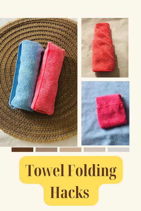 Towel folding hacks to save space Folding Kitchen Towels, Fold Towels Save Space, How To Fold Towels To Save Space, Folding To Save Space, Fold Towels Like Hotel, Hotel Towel Folding, Folding Washcloths, Hand Towel Folding, Folding Tips