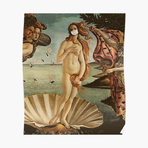 "American Gothic Social Distancing and Isolation Face Mask Print" Poster by fizfoz | Redbubble Birth Of Venus Botticelli, Beginner Painting On Canvas, Modern Canvas Painting, Jiddu Krishnamurti, Birth Of Venus, Sandro Botticelli, Canvas Art Projects, American Gothic, Redbubble Art