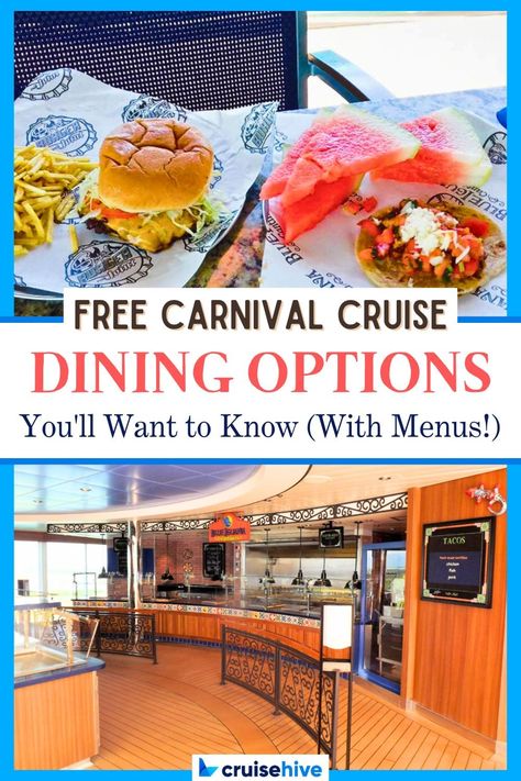 See what Carnival cruise dining is free and included in the cruise price. Find out what ships the venues are on and menus. via @cruisehive Carnival Cruise With Kids, Carnival Elation Cruise, Carnival Elation, Carnival Cruise Tips, Carnival Freedom, Cruising Tips, Carnival Spirit, Cruise Secrets, Carnival Breeze