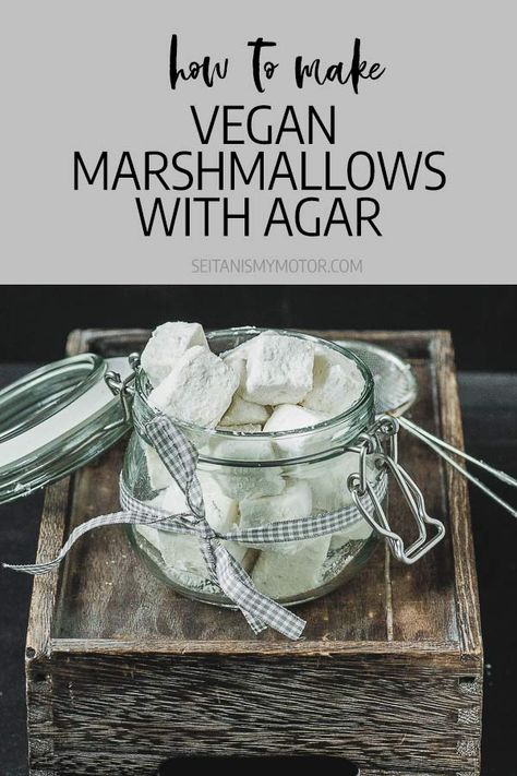 How to easily make vegan marshmallows with agar-agar and aquafaba. #recipes #vegan #marshmallows #aquafaba Agar Agar Marshmallow Recipe, Agar Agar Recipes, Agar Marshmallow Recipe, Vegan Marshmallow Recipe, Marshmallows Recipes, Vegan Jello, Vegetarian Marshmallows, Vegan Bakes, Aquafaba Recipes