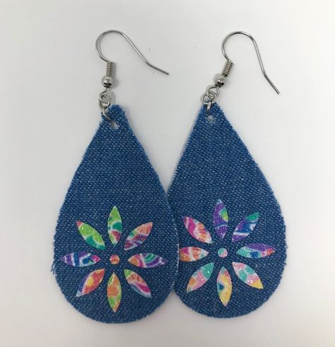 Denim Earrings Diy, Jewelry Hacks, Denim Earrings, Jewelry Layering, Diy Leather Earrings, Blue Jeans Crafts, Trending Jewelry, Denim Jewelry, Ideas Jewelry