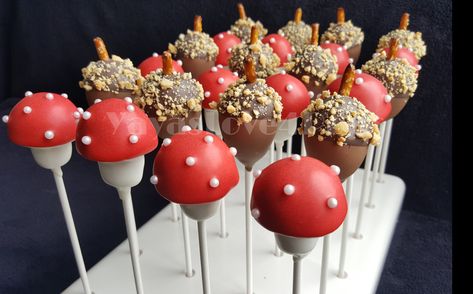 Woodland Themed Cake Pops Toadstool Cake Pops, Forest Theme Cake Pops, Woodland Chocolate Covered Strawberries, Woodland Creature Cake Pops, Gnome Cake Pops, Cottage Core Cake Pops, Nature Themed Snacks For Kids, Woodland Animal Cake Pops, Fairy Garden Cake Pops