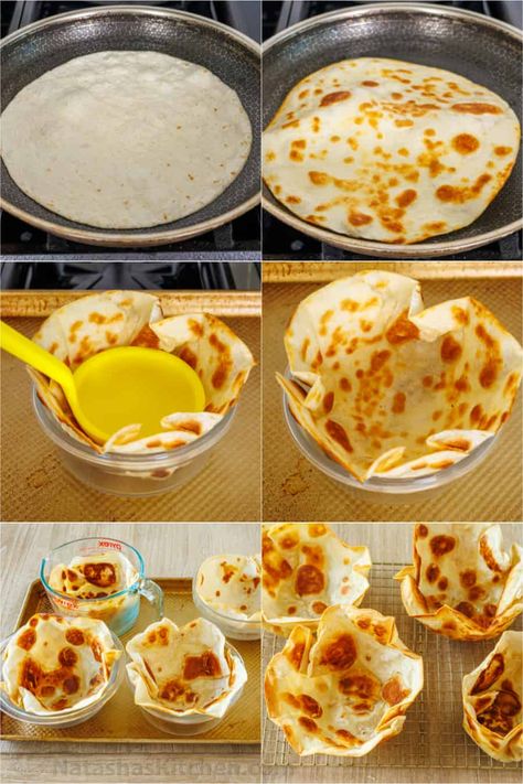 Taco Salad Shells, Taco Salad Bowls, Tortilla Bowls, Taco Bowl, How To Make Tortillas, Crispy Tacos, Taco Salad Recipes, Taco Shells, Mexican Meals