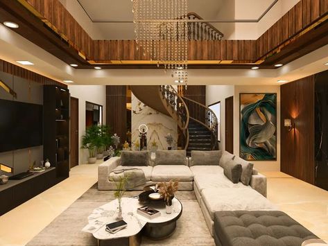 Indian Apartment Interiors, Indian House Exterior Design, Gray Living Room Design, Architecture Decoration, Stairs In Living Room, Small House Front Design, Latest Living Room Designs, Kitchen Designer, Indian Home Design