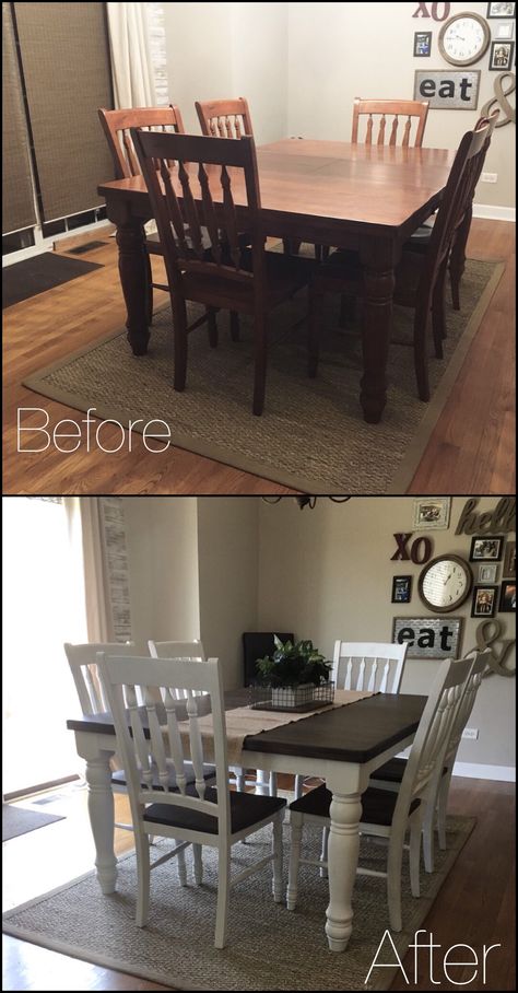 Diy Esstisch, Dining Room Table Makeover, Painted Kitchen Tables, Dining Table Makeover, Diy Dining Room Table, Diy Kitchen Table, Kitchen Table Makeover, Diy Dining Room, Farmhouse Kitchen Tables