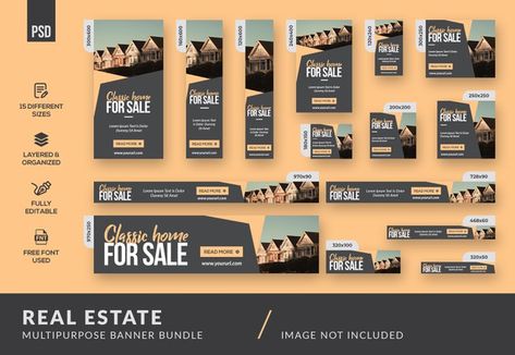 Real estate multipurpose banner bundle t... | Premium Psd #Freepik #psd #banner #business #cover #city Real Estate Banner, Multipurpose Banner, Website Ads, Basic Clothing, Ads Banner, Black Friday Sale Banner, Business Workshop, Facebook Cover Template, Billboard Design