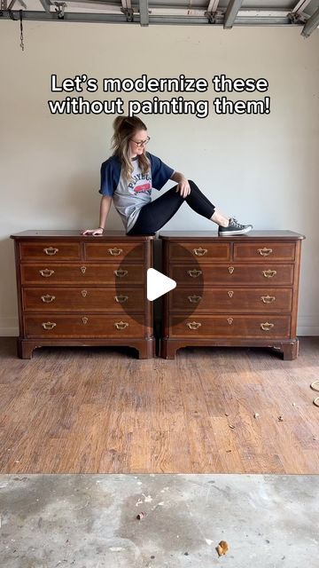 Erin Shuford • DIY Furniture Flips • MCM Refinishing on Instagram: "Comment the word “LINK” for a list of all of the products I used here!  I couldn’t believe I won both of these bachelor’s chests at an auction for only $27. 🤯  After giving them a complete overhaul, they ended up selling within a couple of days for $1,100. Do you think it was worth it?" Shaker Dresser Makeover, Black And Copper Dresser, Flip Dresser Ideas, Dresser Cabinet Makeover, Dresser Restoration Ideas, Cabinet Makeover Bedroom, Refinish Antique Furniture, Wood Furniture Refinishing, Bedroom Furniture Refinishing Ideas