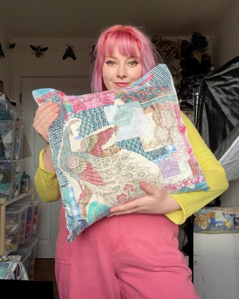 FREE SCRAP BUSTING TUTORIAL 🌿🧵🪡 Watching the scrap organza bags being made on @britishsewingbee last night, and I thought it would be cool to show how I made my bags! I use a slightly different technique my layering scraps which creats a collage effect ✨🌿 If you want to make your own pieces (the tutorial shows how to make a cushion cover!) using the same technique, there’s an automatic discount for this on my website! Happy scrapping and PLEASE show me what you make!🌸 . . . #upcycledbag #... Cushion Cover Tutorial, Square Cushion Cover, Upcycled Bag, My Bags, Upcycled Fashion, Back Pieces, Organza Fabric, What To Make, Be Cool