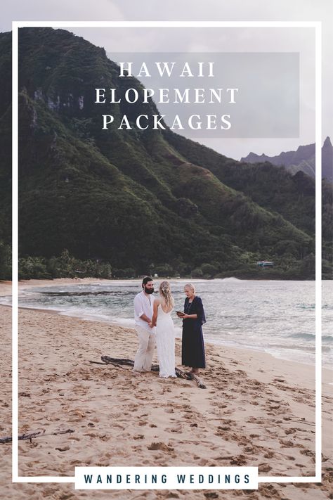 Hawaii Elopement Packages [+Featured Vendors] | Wandering Weddings Elopement Ideas Hawaii, Maui Elopement Packages, Hawaii Wedding Elopement, Eloping In Hawaii, Elope Hawaii, Hawaiian Wedding Themes, Cheap Destination Wedding, Hawaii National Parks, Oahu Elopement