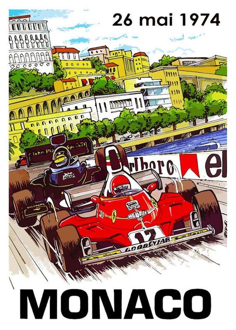 Monaco Poster, Monaco Grand Prix Posters, Auto Racing Posters, Race Poster, Car Advertisement, Vintage Racing Poster, Grand Prix Posters, Auto Racing Events, Grand Prix Racing