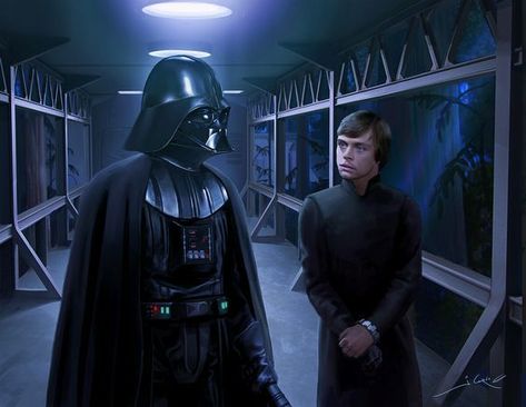 artwork from return of the jedi Darth Vader Vs Luke, Vader And Luke, Skywalker Family, Star Wars History, Anakin Vader, Queen Amidala, Return Of The Jedi, Star Wars 2, Mark Hamill