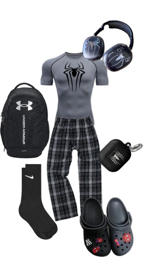 Sporty Outfits Men, Spiderman Outfit, Mens Smart Casual Outfits, Gym Outfit Men, Classy Outfits Men, Trendy Fits, Dope Outfits For Guys, Street Fashion Men Streetwear, Mens Casual Dress Outfits