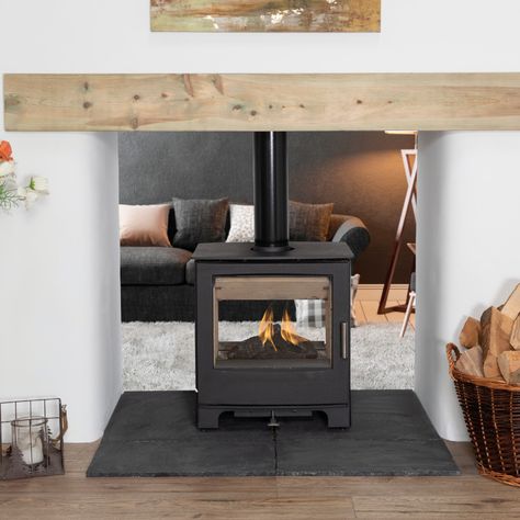 Double Sided Log Burner, Log Burner Living Room, Double Sided Stove, Log Burning Stoves, Double Sided Fireplace, Log Burner, Wood Burner, House Extensions, Contemporary Interior Design