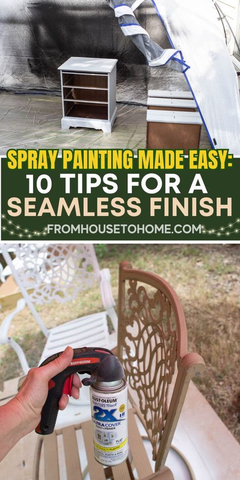 spray painting made easy: 10 tips for a seamless finish Painting Tips And Tricks, How To Spray Paint, Spray Paint Projects, Spray Paint Furniture, Mason Jar Candle Holders, House To Home, Sewing Room Storage, Painting Metal, Spray Paint Cans