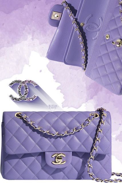 Chanel Purple Flap Bag click #brilliantluxury for more Pink Chanel Flap, Purple Chanel, Chanel Costume Jewelry, Purple Watch, Lavender Cottage, Purple Handbags, Purple Vibe, Purple Purse, Chanel Brand