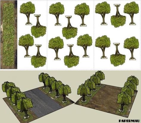 PAPERMAU: Simple Trees Paper Models For Dioramas, RPG And Wargamesby Papermau - Download Now! Paper Models Printable, Paper Craft Tree, 3d Paper Tree, Paper Terrain, Tree Paper Craft, Paper Tree Craft, Paper Diorama, Printable Tree, Paper Miniatures