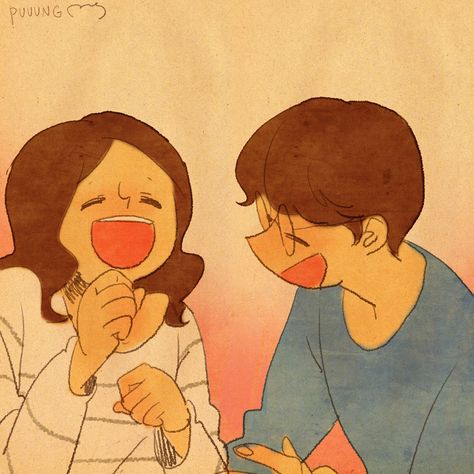 ♥ SILLINESS ~ We laughed so hard we could hardly breathe! ♥ by Puuung at www.facebook.com/puuung1 ♥ Love Is In Small Things, Puuung Love Is, Art Amour, Cute Couple Comics, Cute Couple Drawings, Couple Illustration, Love Illustration, Cute Couple Art, Couple Cartoon