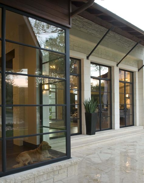 Lake Austin, Steel Windows, Black Windows, Doors And Windows, Steel Doors, Glass Doors, 인테리어 디자인, Arbor, The Window