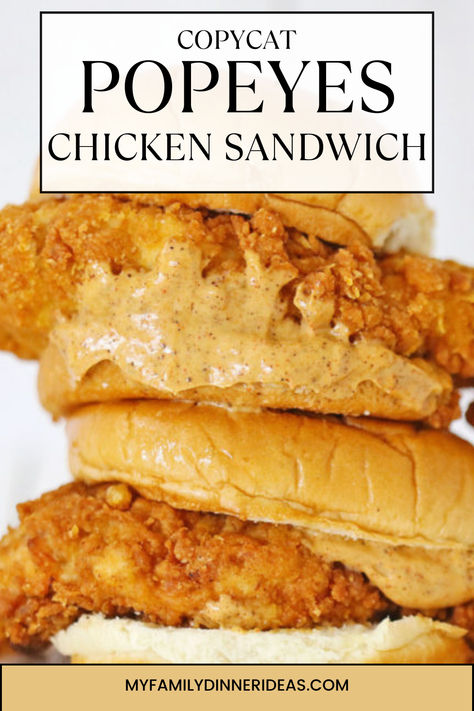 Popeyes chicken sandwich (copycat) Chicken Sandwich Sauce, Popeyes Food, Homemade Chicken Sandwich, Popeyes Spicy Chicken Recipe, Popeyes Chicken Sandwich Recipe, Popeyes Chicken Sandwich, Amazing Dinners, Quick Delicious Dinner, Crispy Chicken Sandwiches