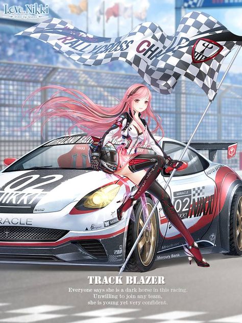 Track Blazer is an Apple suit that could be obtained from the Ultimate Race Event and can now be obtained through Recipe Crafting and from the Clothes Store. Completion Prize: A Styling Gift Box containing Racing Flame and 30. Love Nikki, Motor Mobil, Nikki Love, Racing Car, Kawaii Girl, Car Art, Anime Outfits, Demon Slayer, Anime Wallpaper