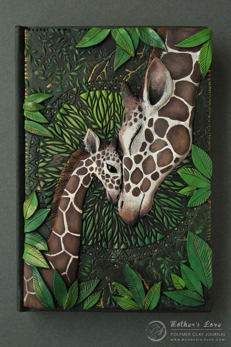 Mother's Love Journal by Mandarin Duck http://www.mandarin-duck.com/p/blog-page_18.html Polymer clay Giraffe Art, Clay Wall Art, Soyut Sanat Tabloları, Simple Acrylic Paintings, Indian Art Paintings, Clay Art Projects, Beginner Painting, Mini Canvas Art, Art Painting Acrylic