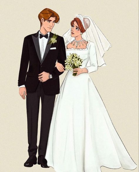 Anastasia Wedding Dress Disney, Dimitri X Anastasia, Anastasia X Dimitri, Anastasia And Dimitri Fanart, Wedding Art Drawing, Dimitri And Anastasia, Anastasia Drawing, Anastasia And Dimitri, Sketches Procreate