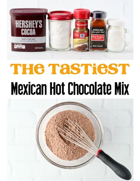 Mexican Hot Chocolate Mix Recipe, Mexican Hot Chocolate Mix, Easy Hot Chocolate, Mexican Hot Chocolate Recipe, Hot Cocoa Mix Recipe, Hot Chocolate Recipe Homemade, Hot Chocolate Mix Recipe, Easy Gift Idea, Homemade Hot Chocolate Mix