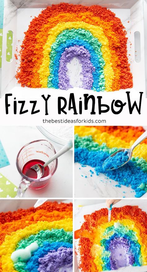 Rainbow Baking Soda and Vinegar Experiment - such a fun science experiment for kids! An easy STEM activity. Baking Soda Experiments, Rainbow Baking, Rainbow Experiment, Easy Stem, Science Experiment For Kids, Baking Soda And Vinegar, Experiment For Kids, Rainbow Activities, Stem Activity