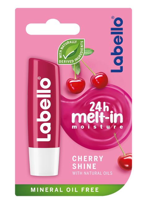 Cherry Shine Lip Balm | Labello Selfcare List, Labello Cherry, Labello Lip Balm, Cute Nail Polish, Color Lip Balm, College Work, Kissable Lips, Smooth Lips, Cherry Flavor