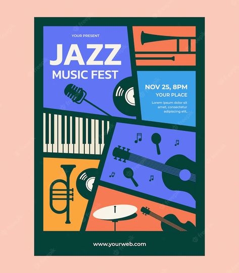 Text Heavy Poster, Festival Graphic Design, Jazz Music Festival, Art Festival Poster, Poster Grafico, Poster Social Media, Poster Graphic Design, Concert Poster Design, Festival Logo