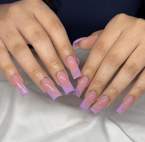 Lavender Prom Nails Acrylic, Nails Lavender Design, Purple French Tip Nails, Baddies Nails, Purple French Tip, Purple French, Acrylic Toe Nails, Pixi Beauty, Sassy Nails