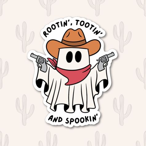 Cowboy Ghost Drawing, Cute Western Stickers, Cowboy Stickers Aesthetic, Cowboy Stickers, Yeehaw Cowboy Hat Sticker, Western Stickers, Gothic Western, Ghost Cowboy, Western Ghost