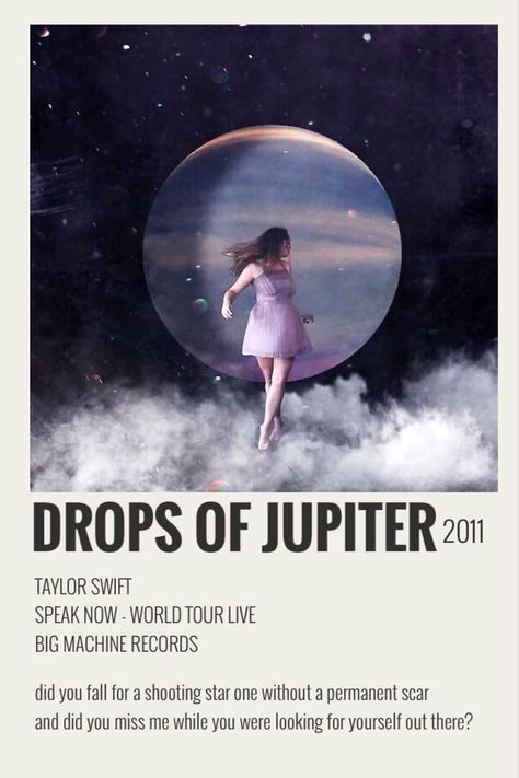 Drops Of Jupiter Tattoo, Jupiter Tattoo, Drops Of Jupiter, Song Posters, Do You Miss Me, Taylor Swift Speak Now, Live Big, Rock Band, Tattoo Art