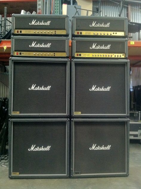 sirsf: “Gettin’ this rig ready for Matt Pike! ” Marshall Amplification, Marshall Amps, Guitar Rig, Wall Of Sound, Fender Electric Guitar, Rock And Roll Bands, Bass Amps, Guitar Gear, Jazz Guitar