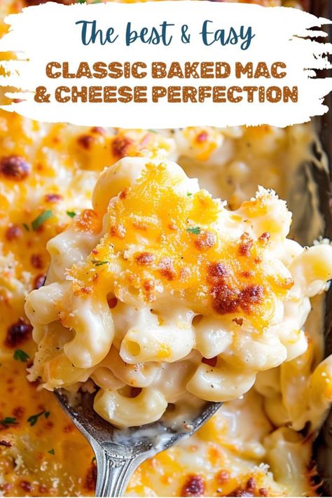 Classic Baked Macaroni and Cheese Perfection – Welcome to your new favorite comfort food staple. Classic Baked Macaroni and Cheese Perfection. This dish is a hearty ensemble of creamy cheese. And tender pasta. That’s perfect for any occasion. Whether it’s a cozy family dinner. Or a festive side dish. Key ingredients include elbow pasta.  Follow us  #ClassicMacAndCheese #ComfortFoodStaple #BakedMacAndCheese #MacAndCheesePerfection #CheesyComfort #FoodieFavorite #HomeCookedGoodness Chicken Parmesan Meatloaf, Homemade Macaroni And Cheese, Best Mac N Cheese Recipe, Classic Mac And Cheese, Baked Mac And Cheese Recipe, Baked Macaroni And Cheese, Macaroni Cheese Recipes, Easy Macaroni, Creamy Macaroni And Cheese